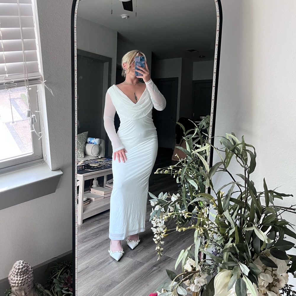 mesh open back dress